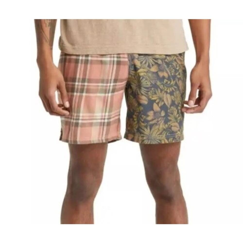 BP Men's Shorts NWT $55 Black Orange Mixed Plaid Size L